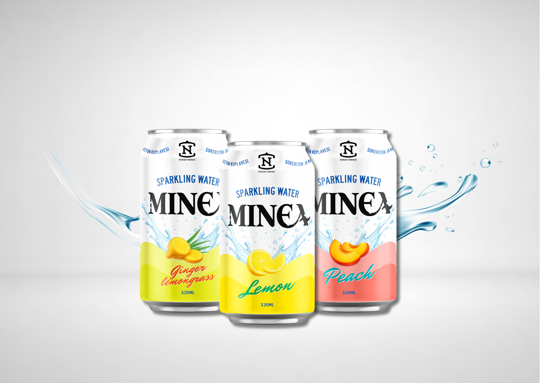 Minea – Sokeriton ja makeutusaineeton hiilihapotettu juomaperhe Nokian Panimolta, jossa maku tulee vain pienestä määrästä mehua
